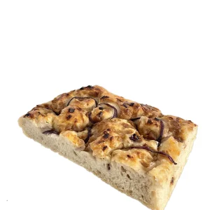 Focaccia de ceba confitada i ceba vermella